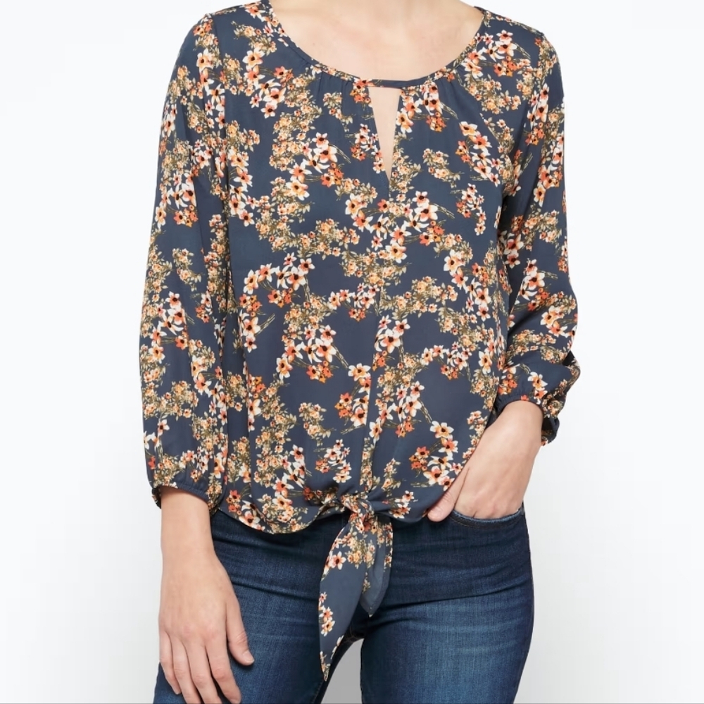 Beacon Apparel Casiya Tie Front Blouse, Size Small